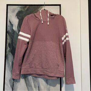 Pink Victoria secret long sleeve stripe kangaroo pocket back logo hoodie S